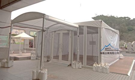 Outdoor Pop-Up Store Solutions for Shopping Malls - 6M Glass Tent & 3M Walkway Tent for Shopping Mall Pop-Up Store